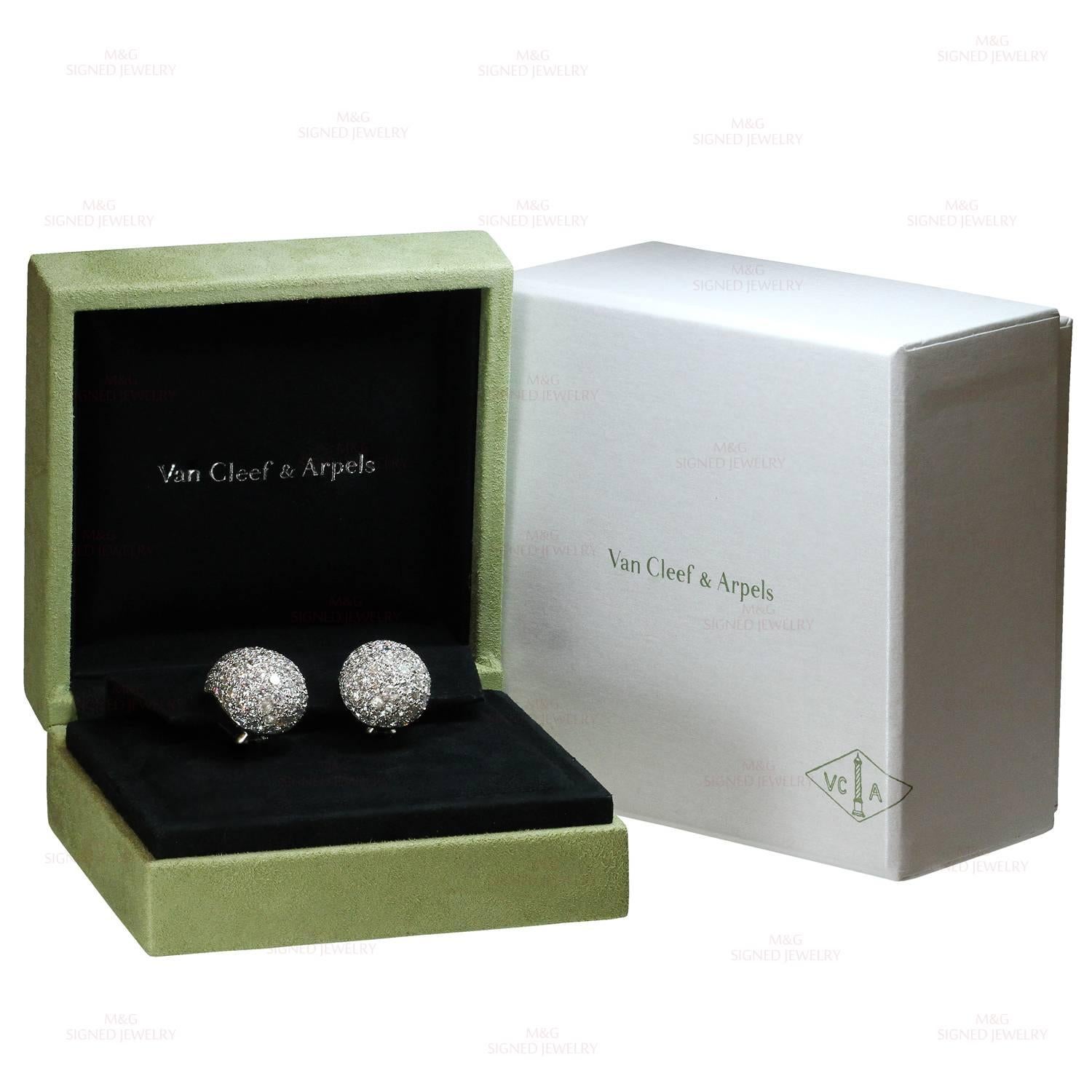 Van Cleef & Arpels Diamond Platinum Earrings In Excellent Condition In New York, NY