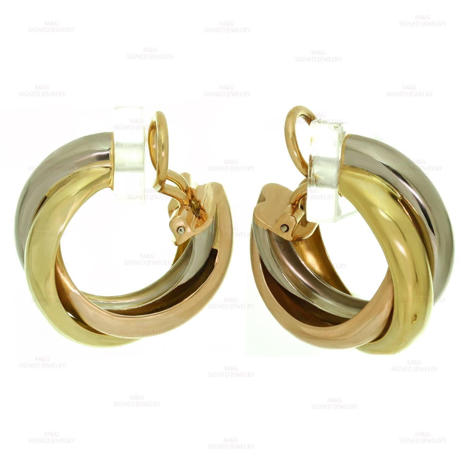 Women's or Men's Cartier Trinity Tri-Gold Large Model Wrap Earrings