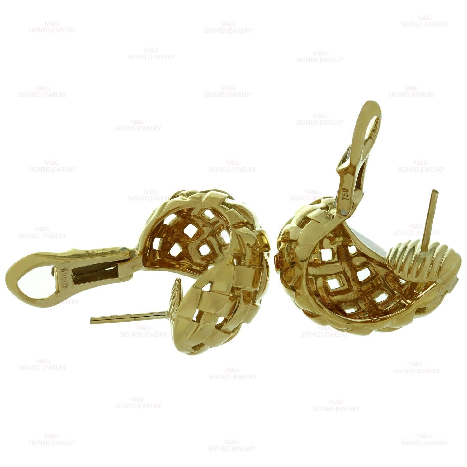 Tiffany & Co. Vannerie Yellow Gold Wrap Earrings 1