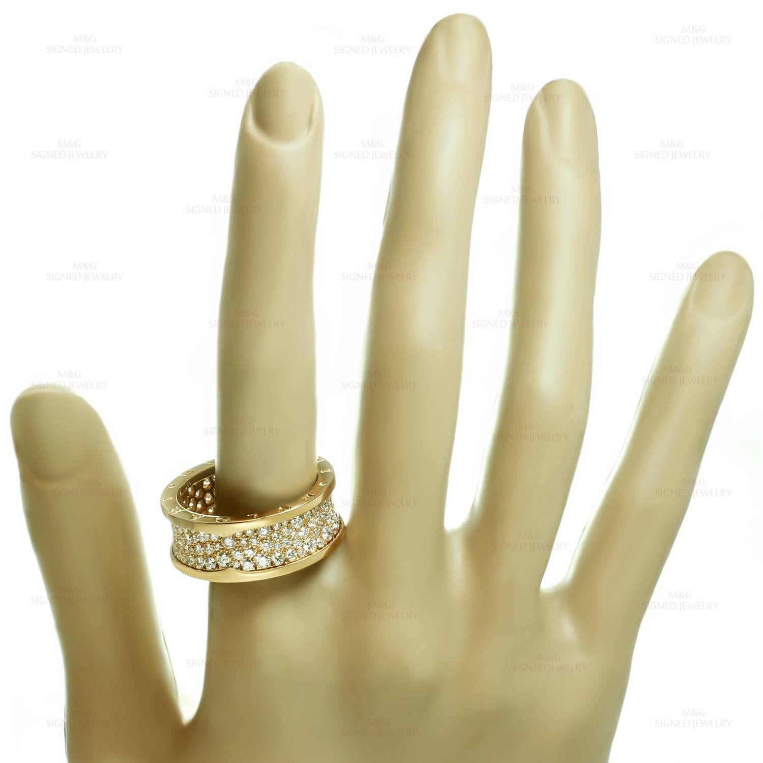 Bulgari B.Zero1 18 Karat Rose Gold Diamond Band Ring In Excellent Condition In New York, NY