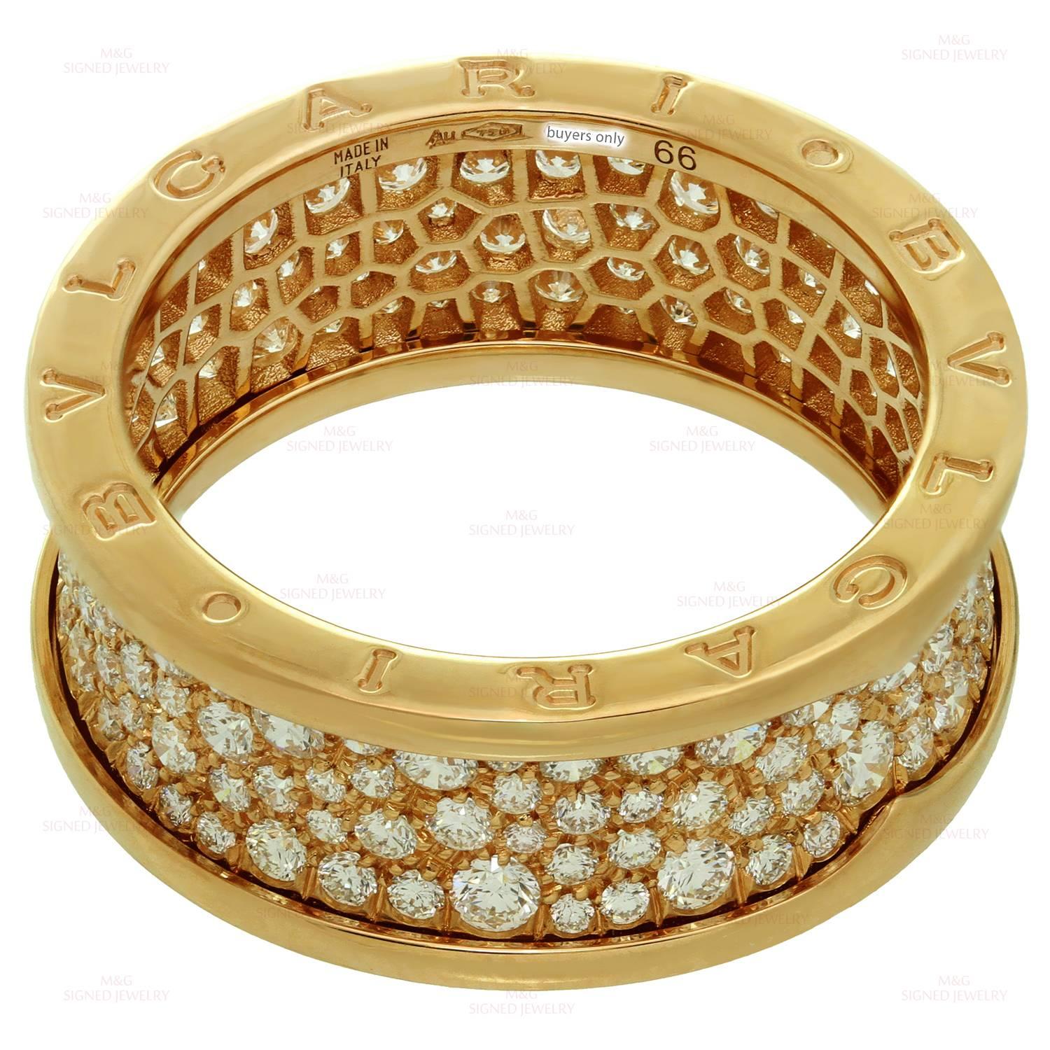 Women's Bulgari B.Zero1 18 Karat Rose Gold Diamond Band Ring