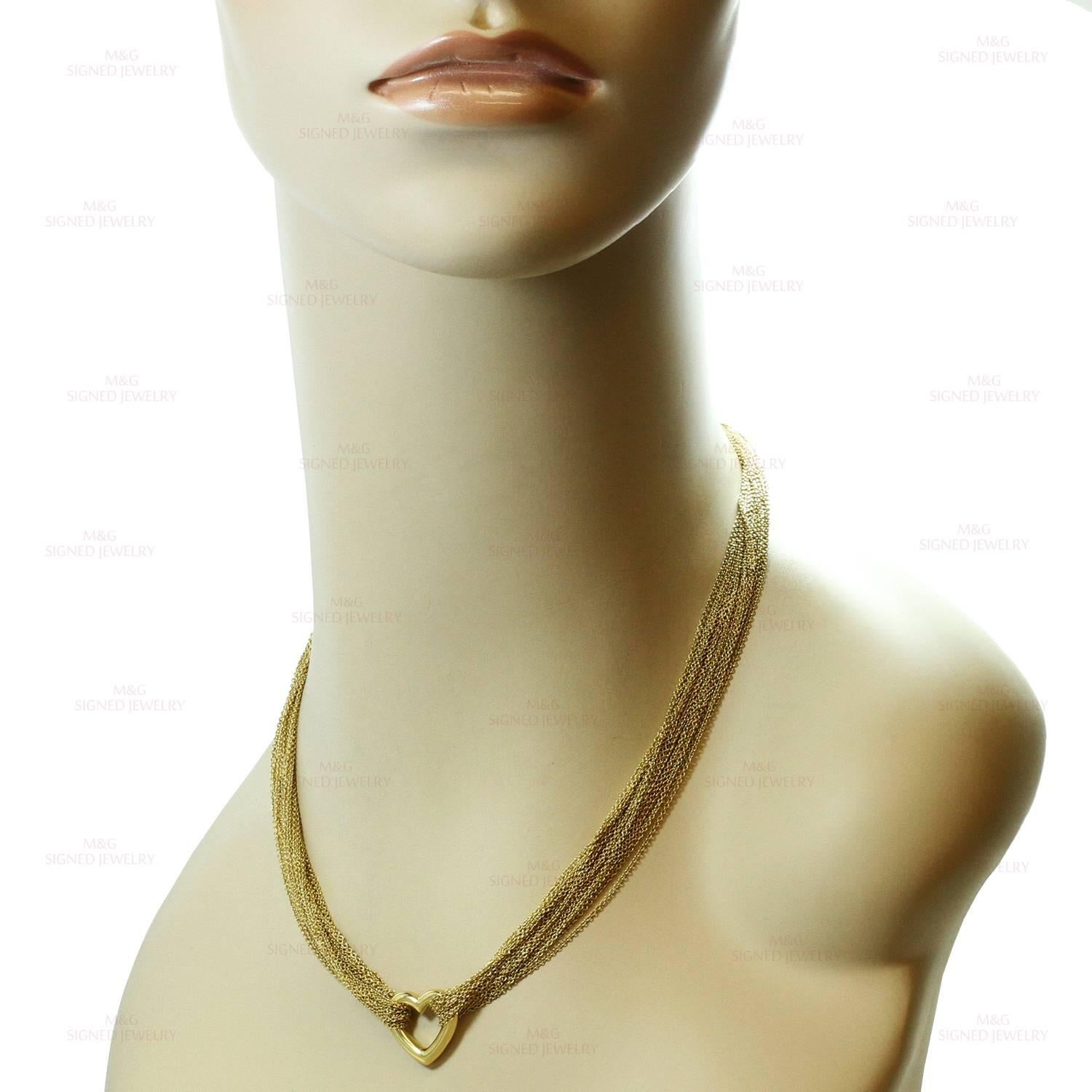 Tiffany & Co. Yellow Gold Heart Pendant Mesh Chain Toggle Necklace 1