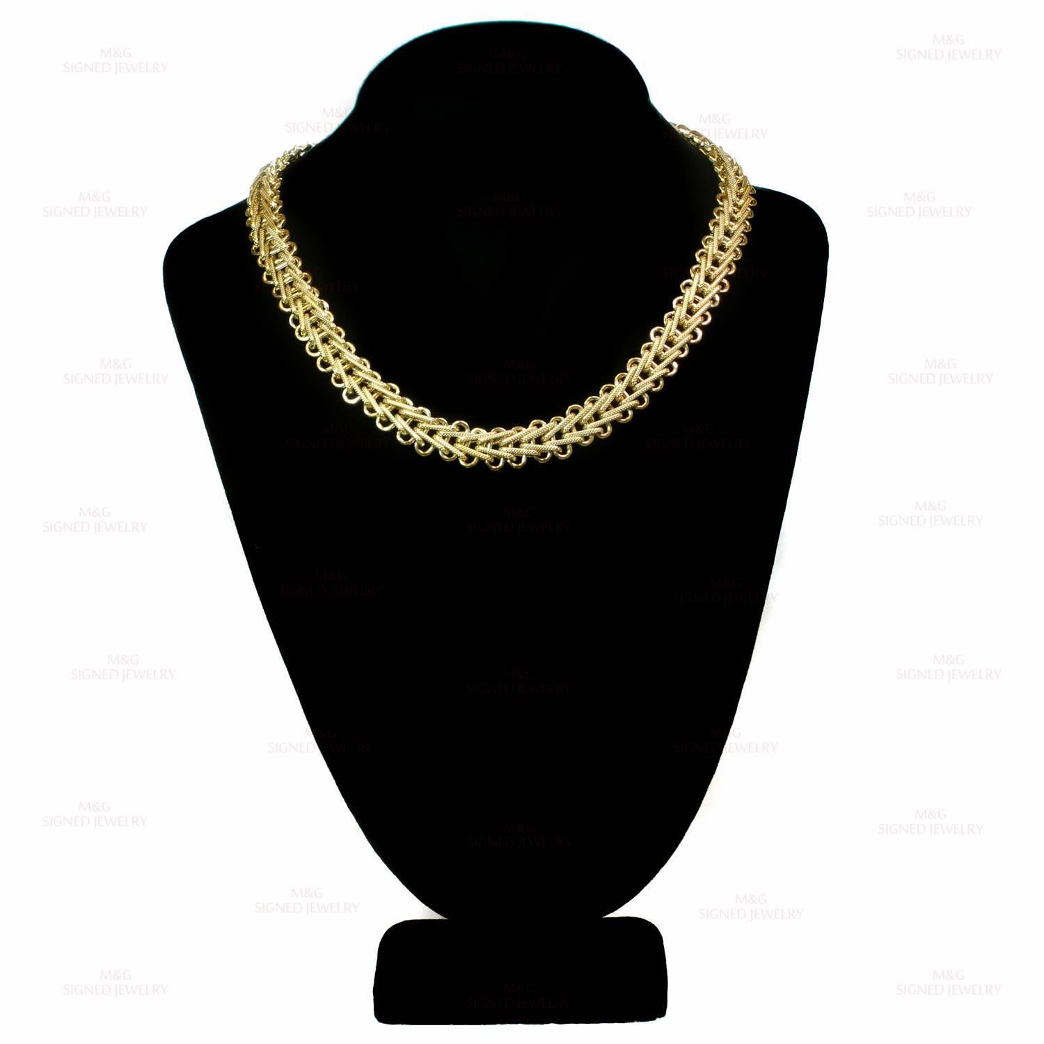 Braided Yellow Gold Wide Necklace In Good Condition In New York, NY