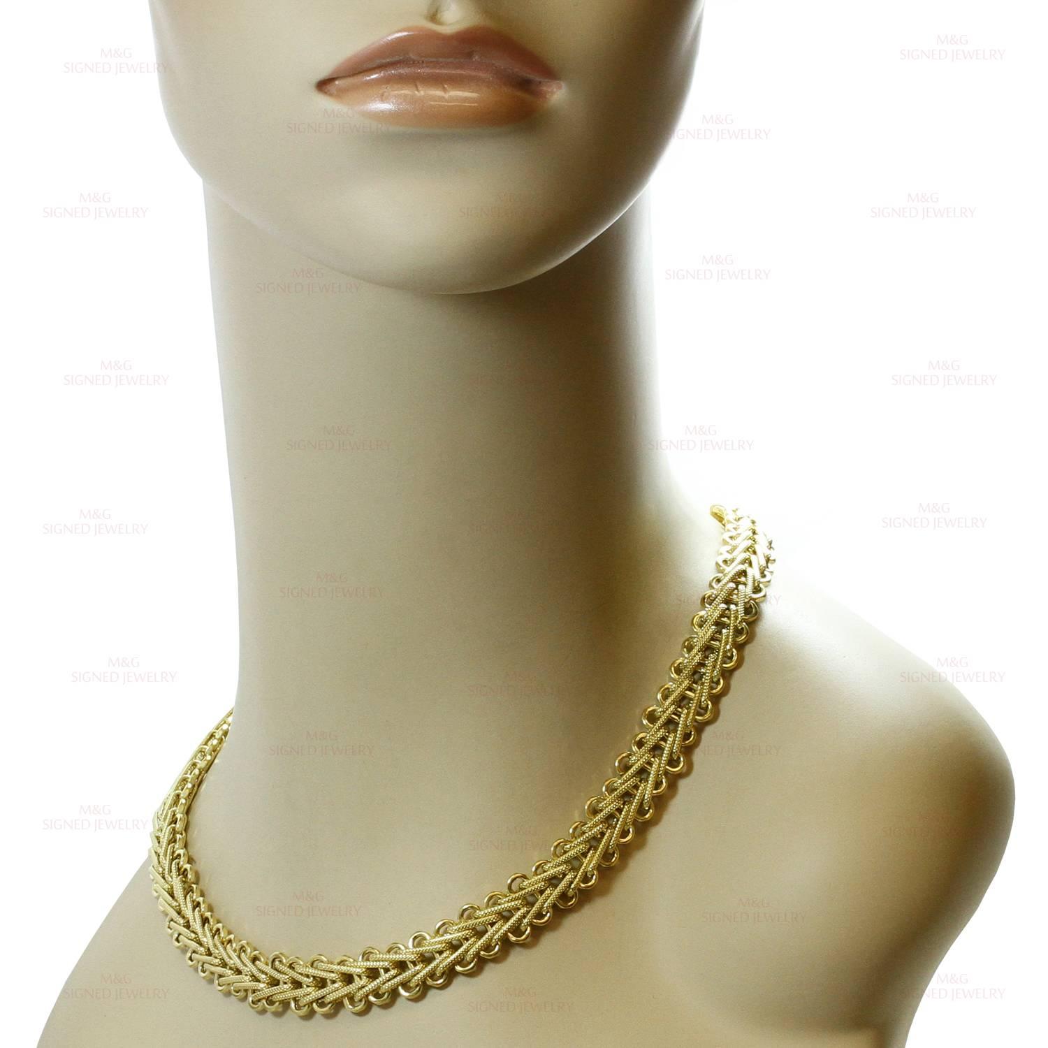 Women's Braided Yellow Gold Wide Necklace