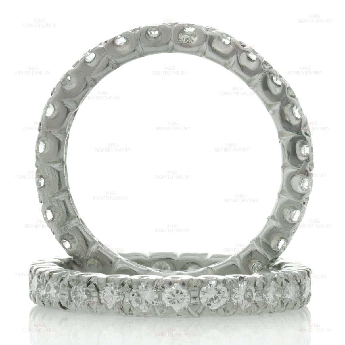Round Cut Diamond Platinum Guard Band Rings Pair For Sale