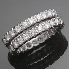 Diamond Platinum Guard Band Rings Pair