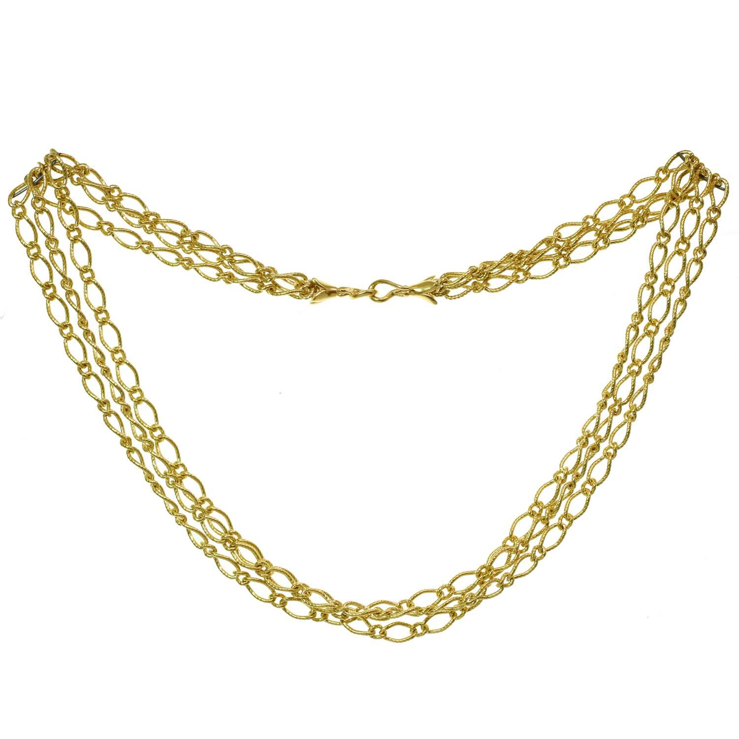 Three-Row Yellow Gold Link Necklace