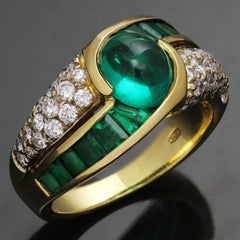 Emerald Diamond Yellow Gold Ring GIA