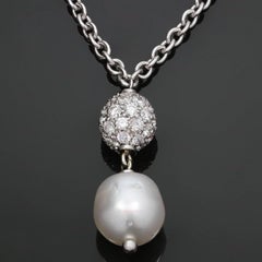 Chantecler Diamond South Sea Baroque Pearl Pendant White Gold Necklace