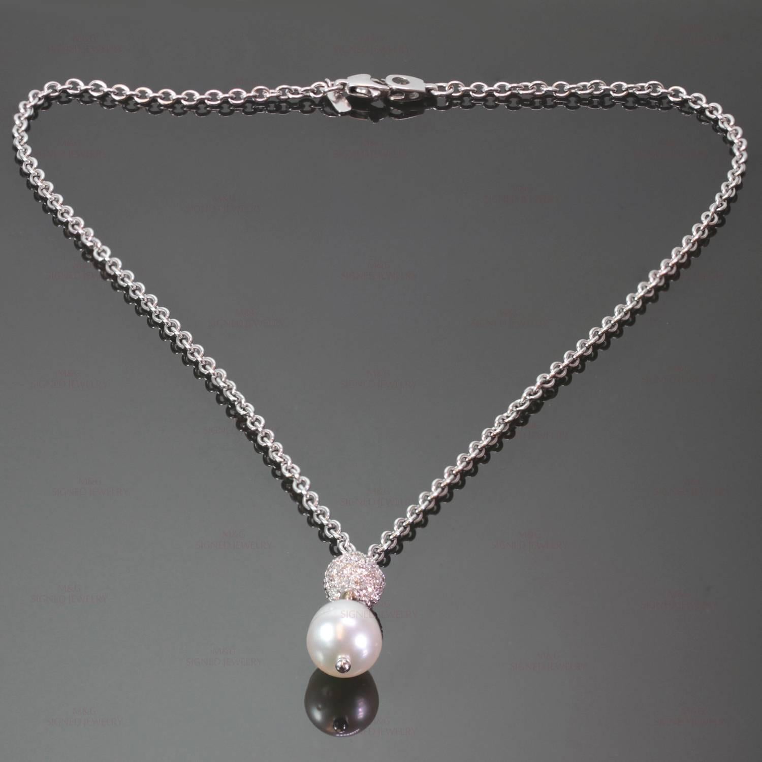 Chantecler Diamond South Sea Baroque Pearl Pendant White Gold Necklace In Excellent Condition In New York, NY