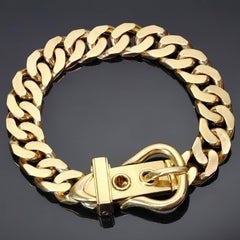 Hermes Boucle Sellier Heavy Curb Link Chain Buckle 1980s Bracelet