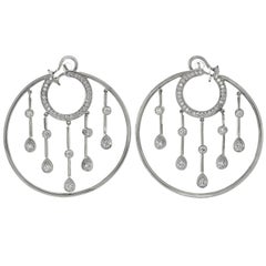 Chanel La Pluie Diamond White Gold Hoop Earrings