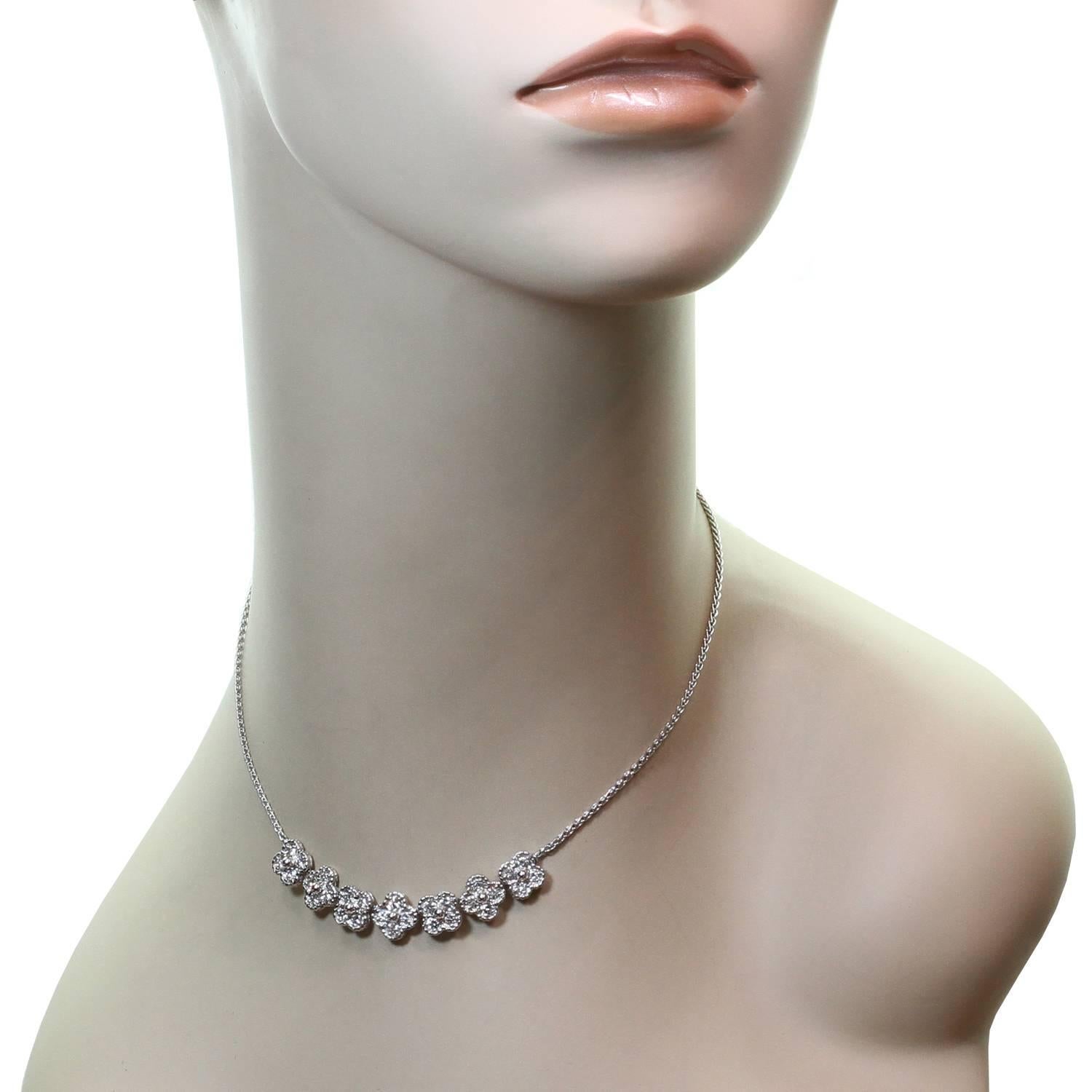 Van Cleef & Arpels Arno Alhambra Diamond White Gold Necklace In Excellent Condition In New York, NY