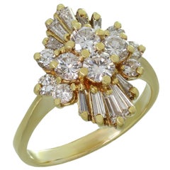 Diamond Marquise-Shaped Cluster Yellow Gold Ring