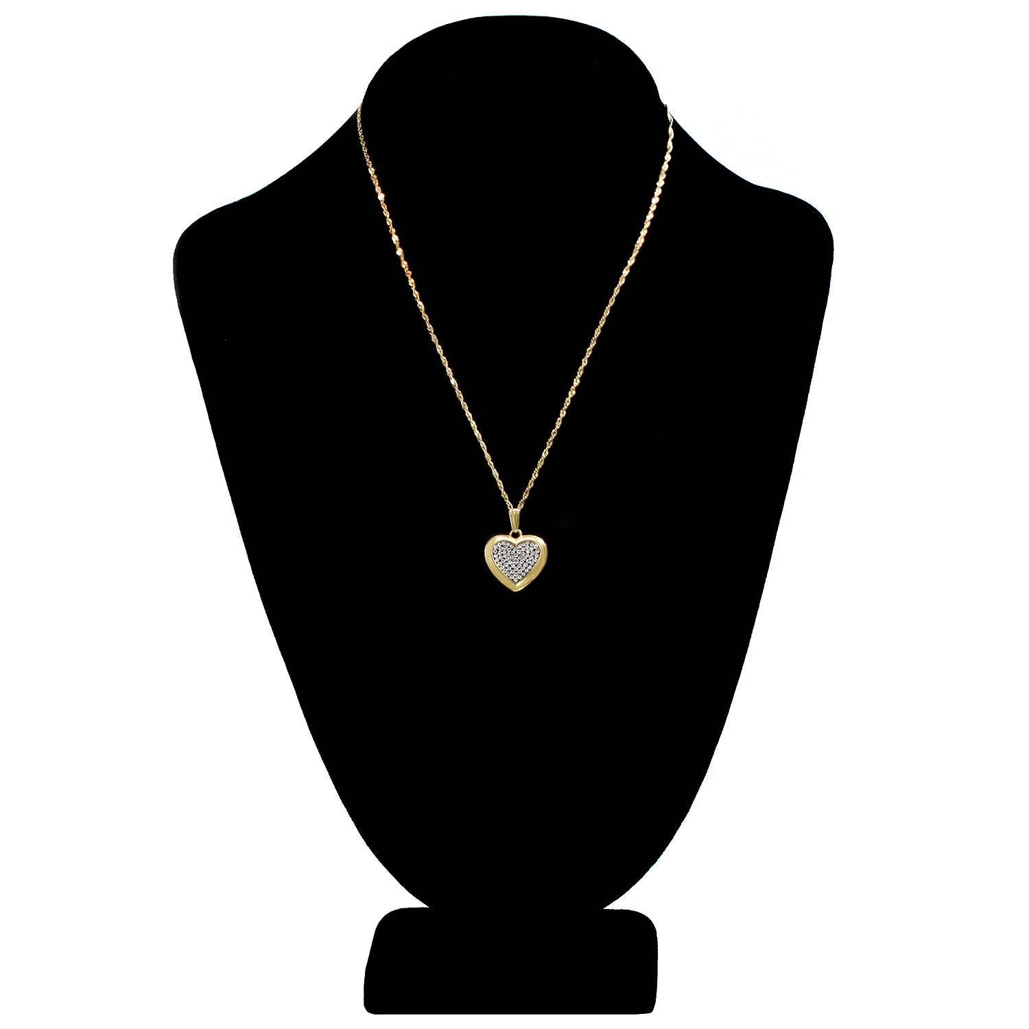 Diamond Yellow Gold Heart Pendant Necklace 1