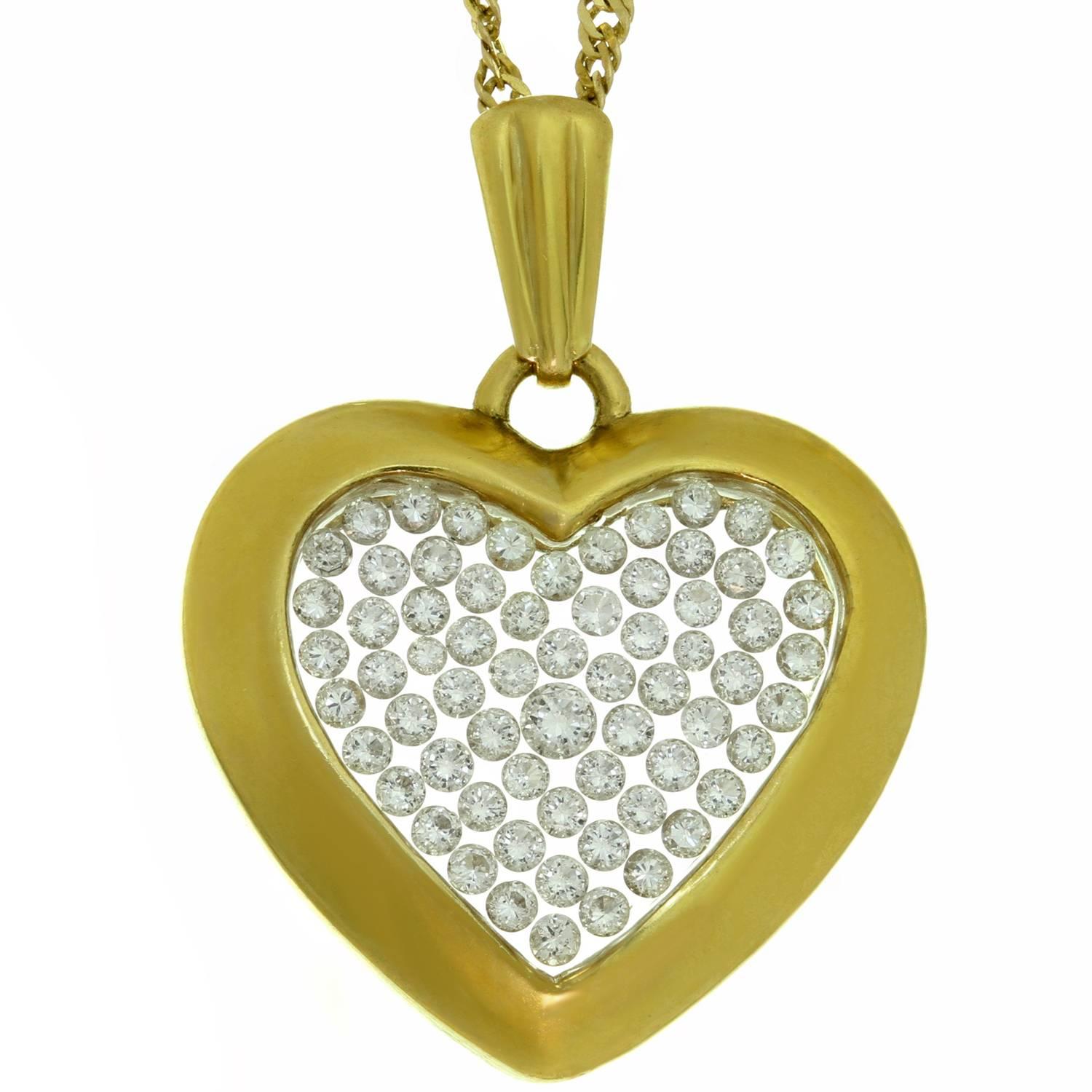 Diamond Yellow Gold Heart Pendant Necklace