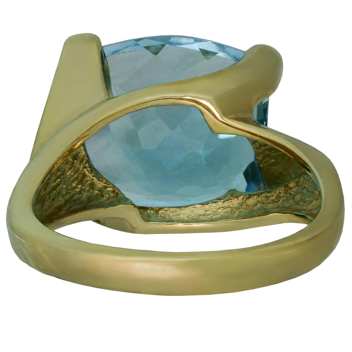 Blue Topaz Yellow Gold Cocktail Ring 1