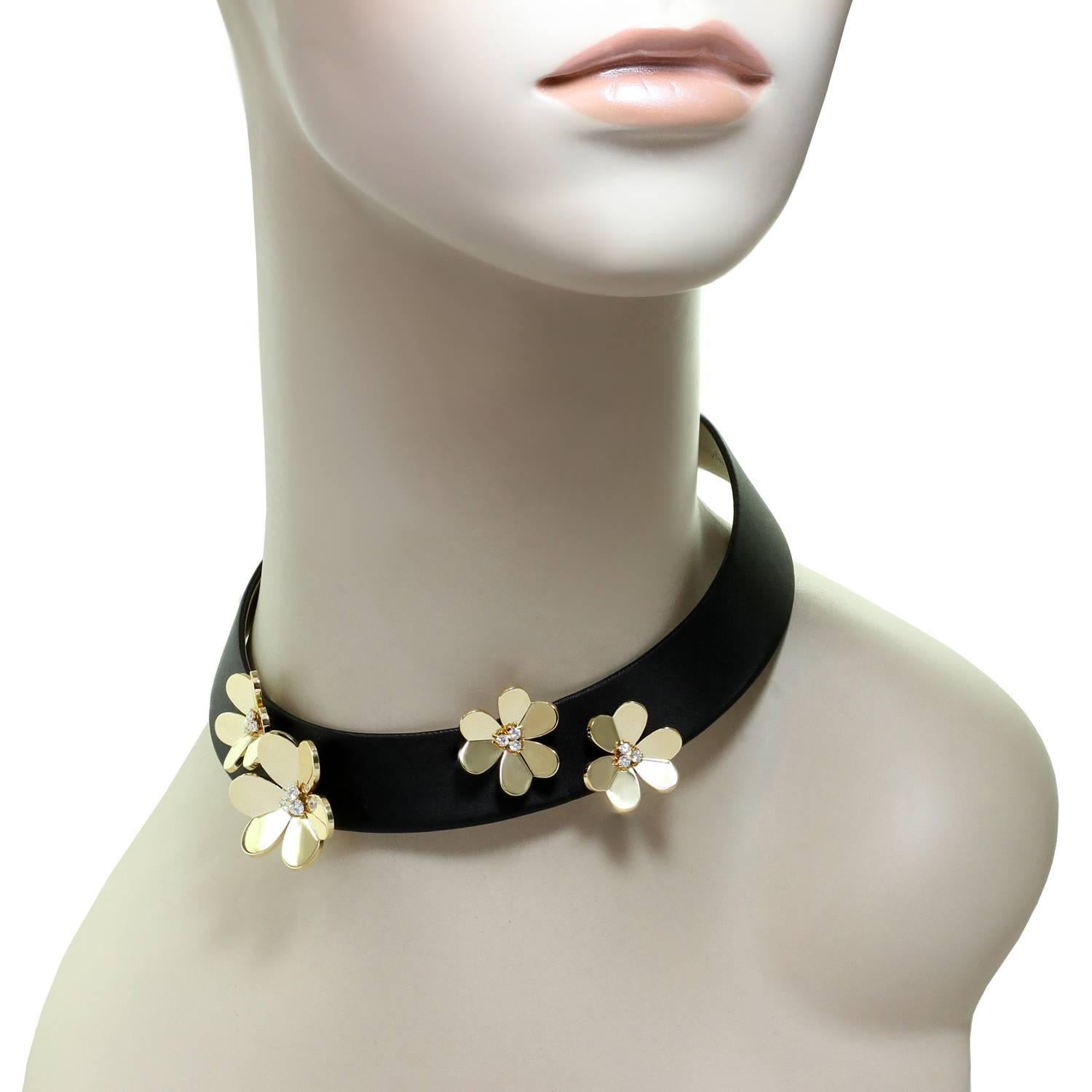 Van Cleef & Arpels Frivole Diamond Yellow Gold Collar Necklace In Excellent Condition In New York, NY