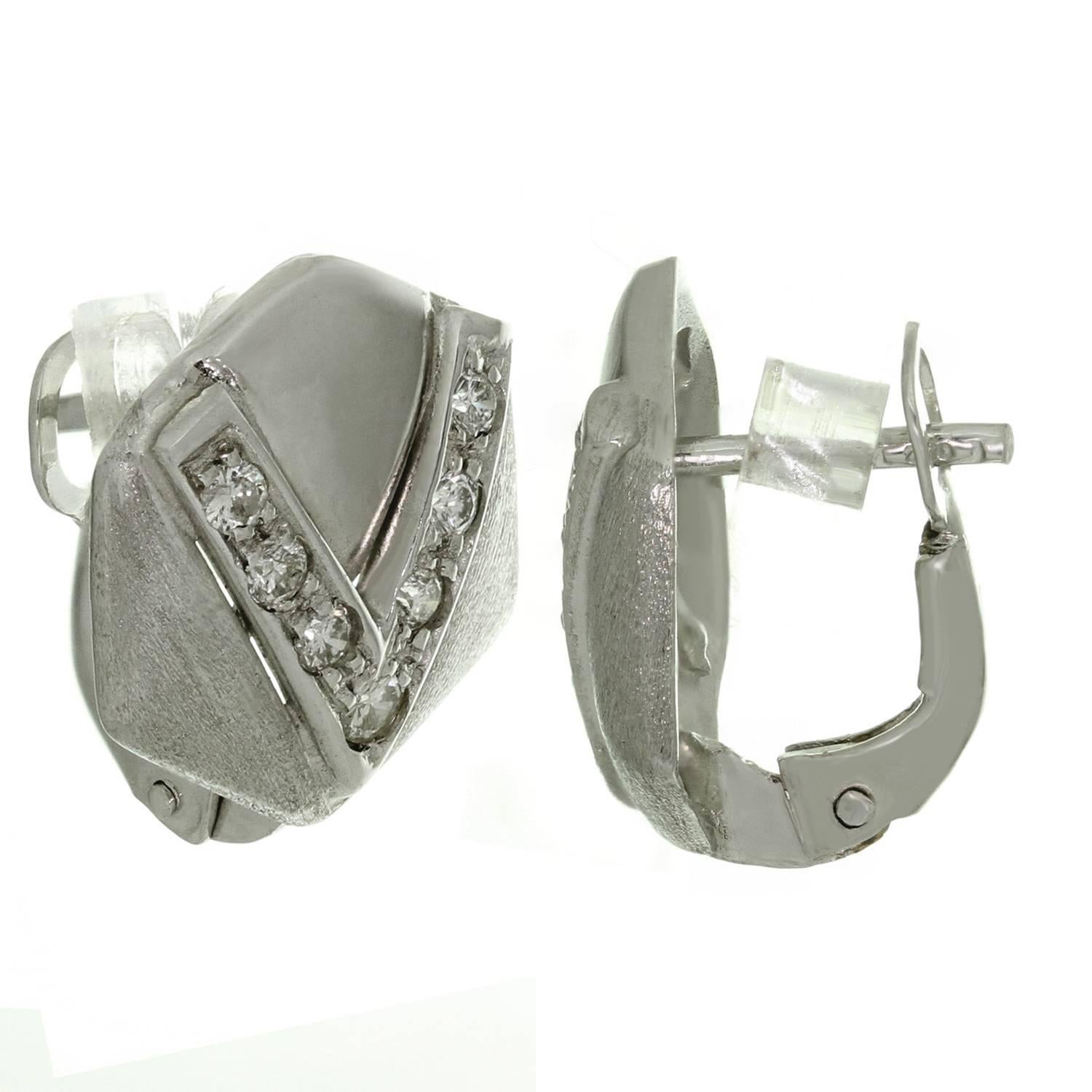 Women's Diamond White Gold Pentagonal Earrings