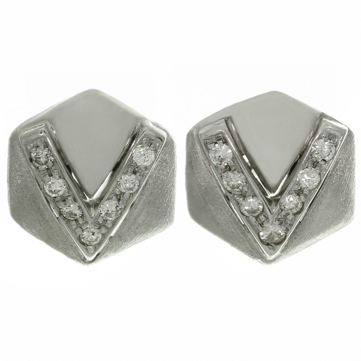 Diamond White Gold Pentagonal Earrings