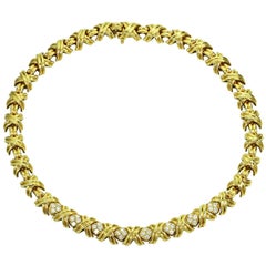 Tiffany & Co. Signature X Diamond Yellow Gold Large Necklace