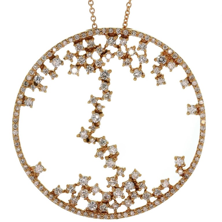 Diamond Rose Gold Round Pendant Necklace For At 1stdibs Diamond Rose Gold Round Pendant Necklace For