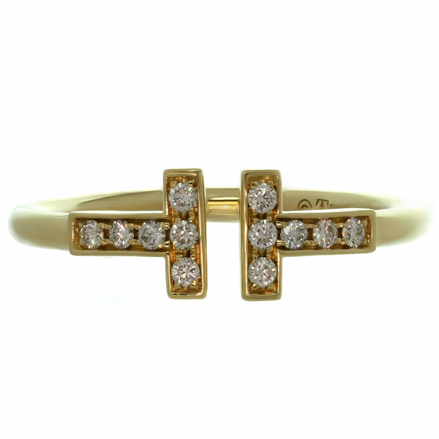 Tiffany & Co. T Wire Diamond Yellow Gold Ring In Excellent Condition In New York, NY
