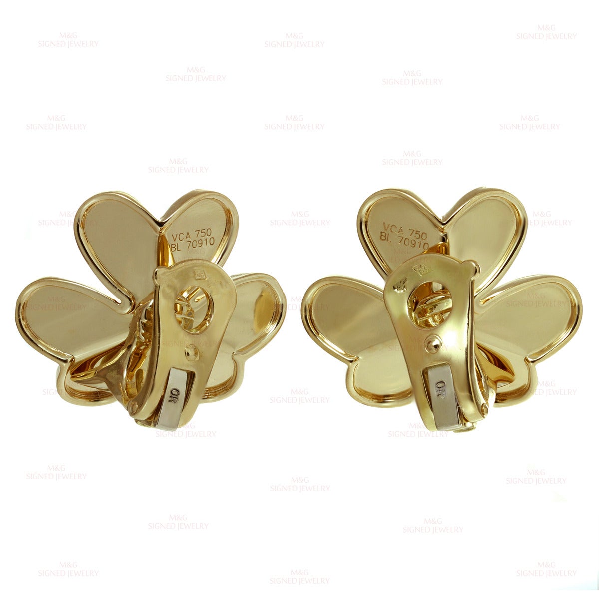 Women's 1990s Van Cleef & Arpels Frivole Diamond Gold Earrings