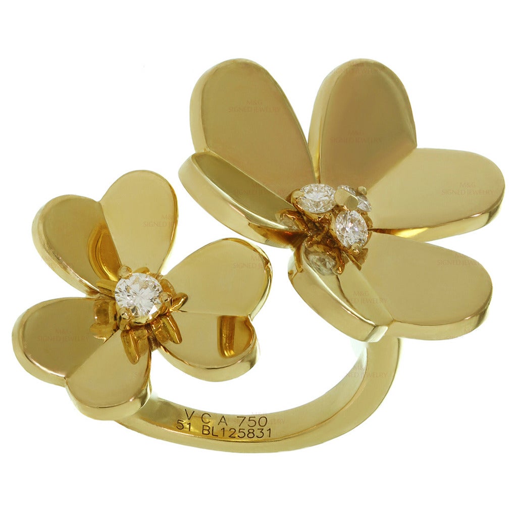 1990s Van Cleef & Arpels Frivole Diamond Gold Ring
