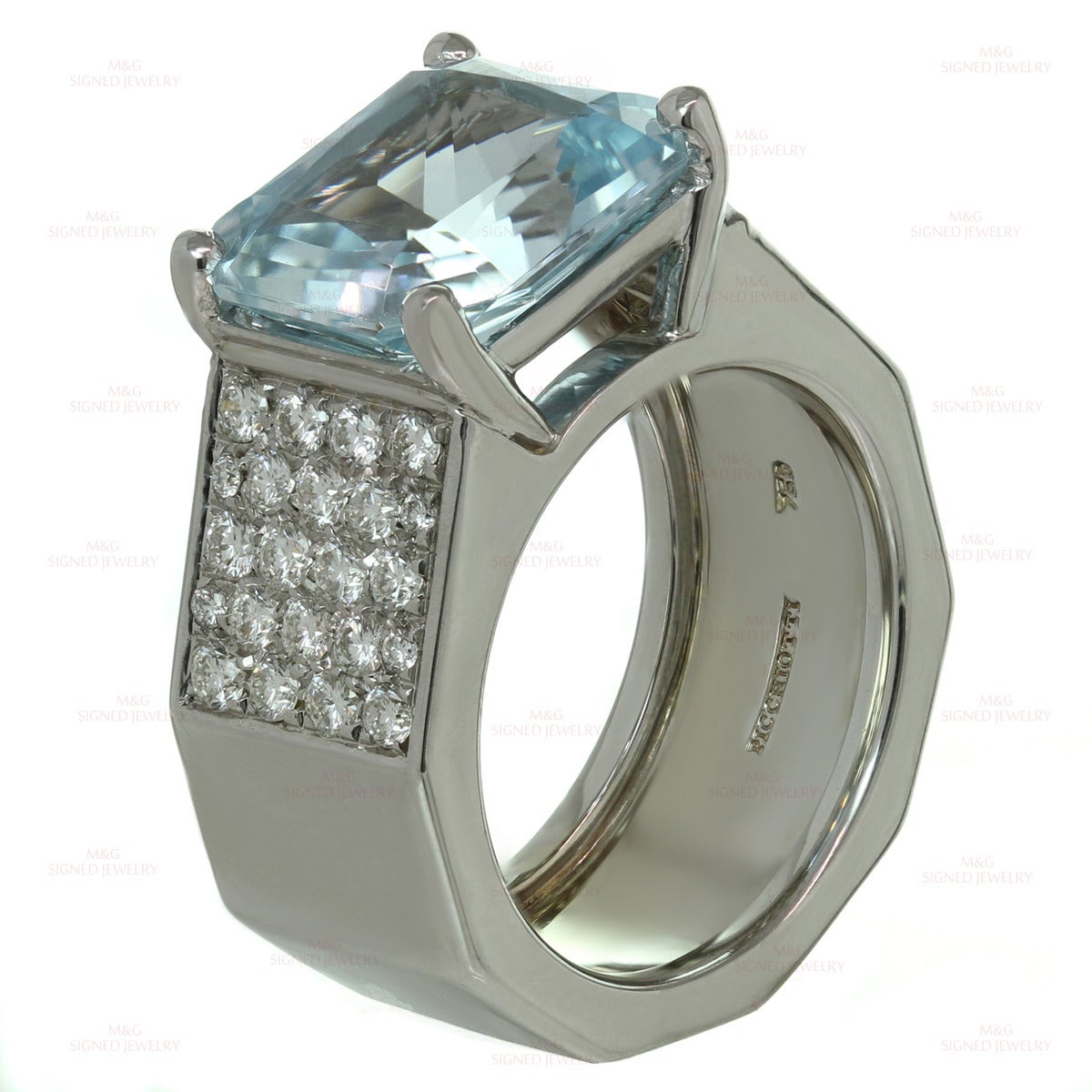 Women's Picchiotti Aquamarine Diamond Gold Ring