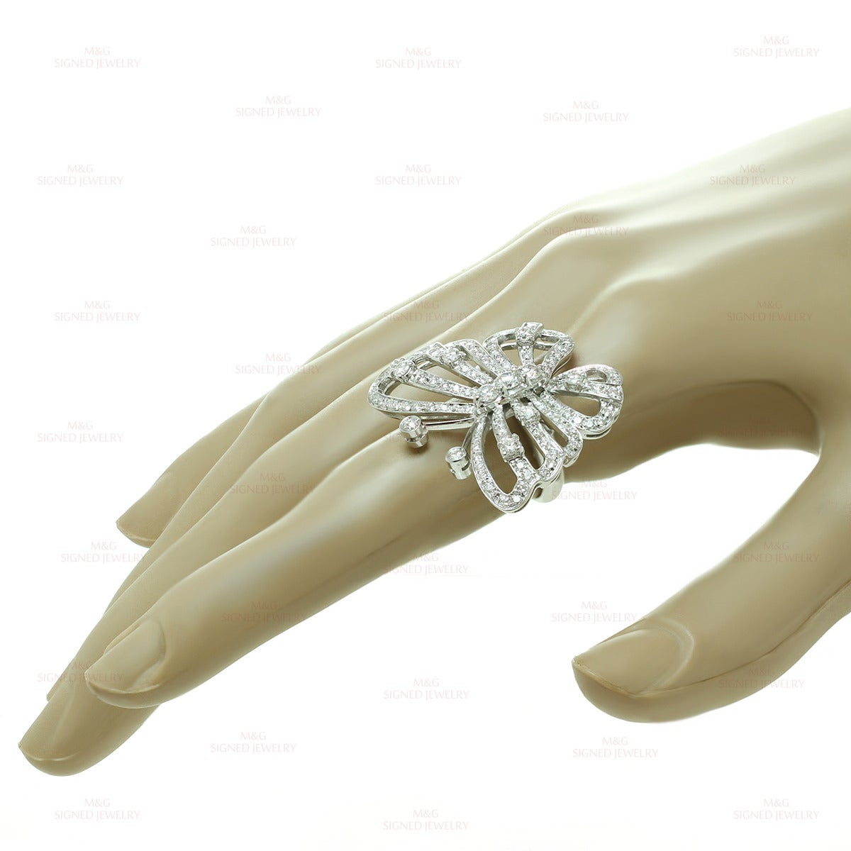 Diamond White Gold Butterfly Ring 2