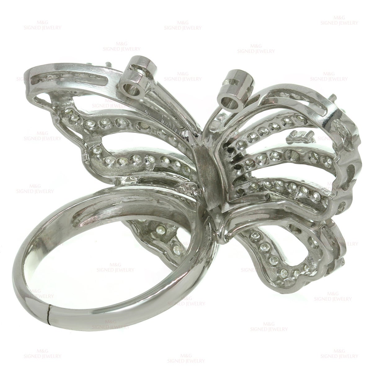 Diamond White Gold Butterfly Ring 1