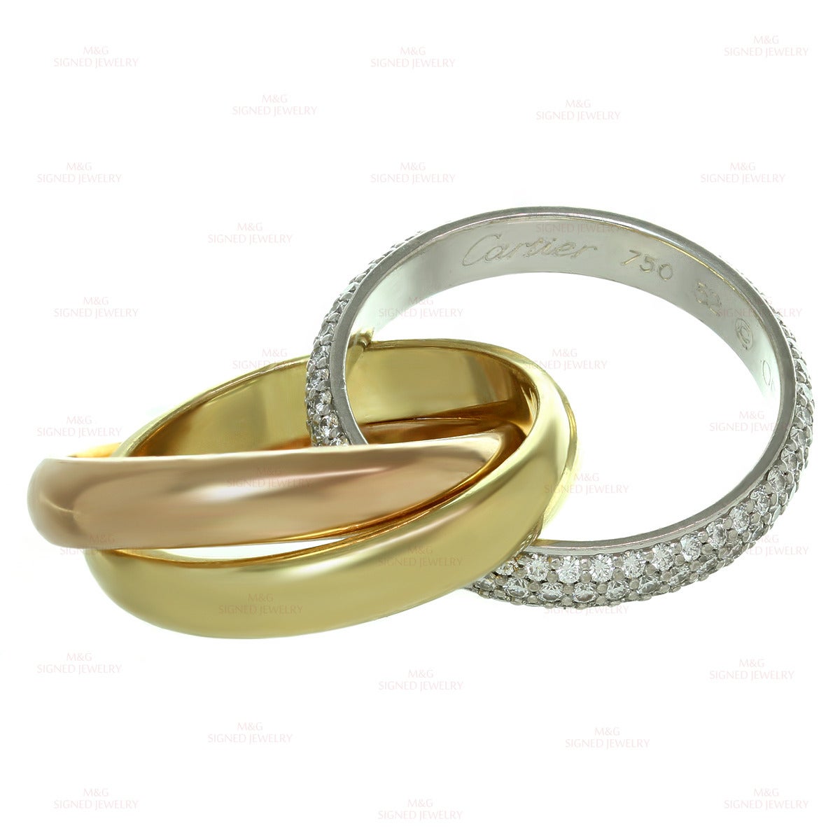 Cartier Trinity Diamond Tri-Gold Ring