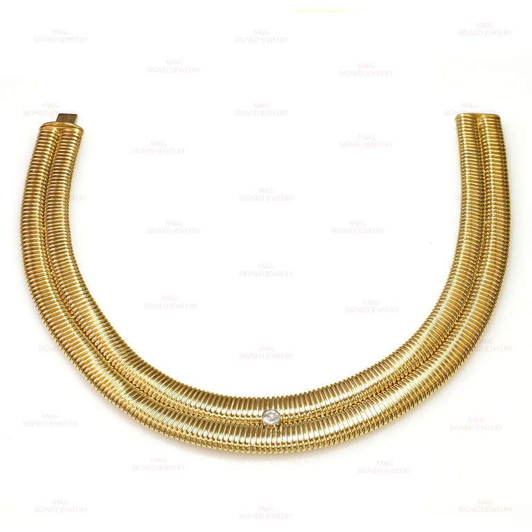 Tiffany & Co. Paloma Picasso Tubogas Diamond Double-Row Gold Necklace 2