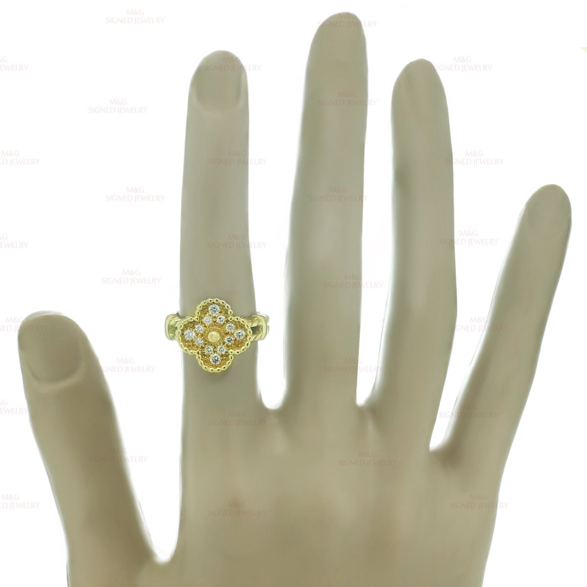 Women's Van Cleef & Arpels Vintage Alhambra Diamond Gold Ring