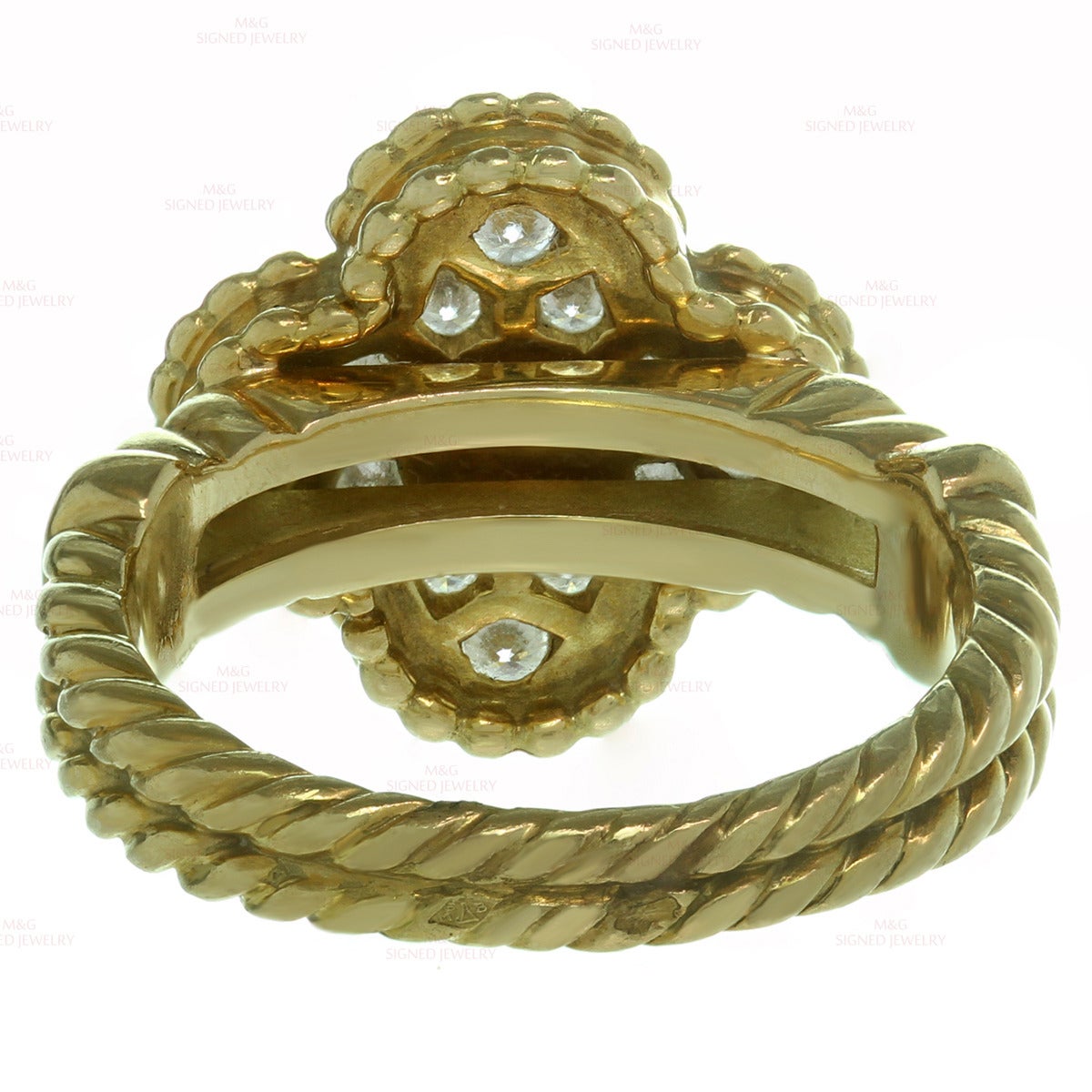 Van Cleef & Arpels Vintage Alhambra Diamond Gold Ring 3