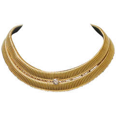 TIFFANY & CO. Paloma Picasso Tubogas Diamond Double-Row Gold Necklace 2