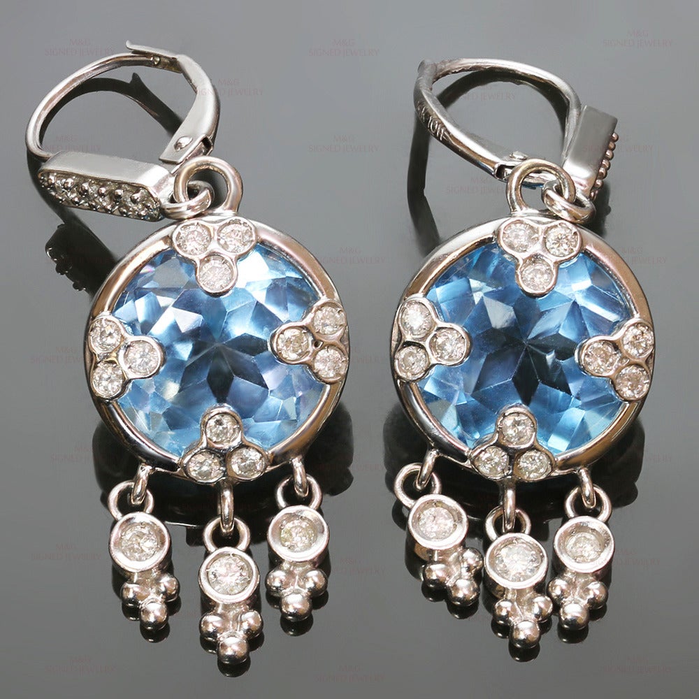 Blue Quartz Gold Drop Earrings For Sale 1
