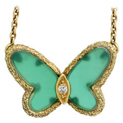 Van Cleef & Arpels Diamond Chalcedony Butterfly Necklace 10