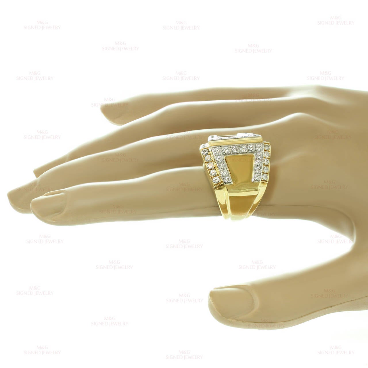 Women's 1990s DAVID WEBB Diamond Platinum Yellow Gold Ring