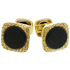 1970s Van Cleef & Arpels Black Onyx Gold Cufflinks