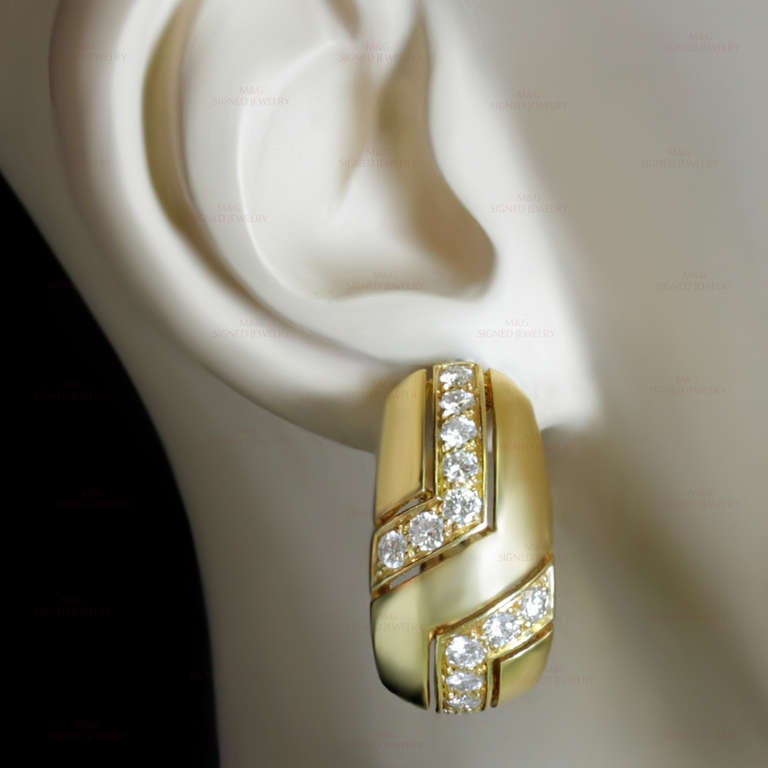 CARTIER Diamond Yellow Gold Lever-Back Earrings 3