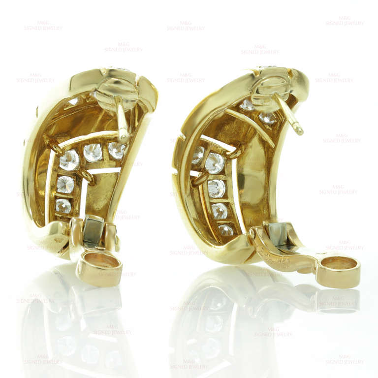 CARTIER Diamond Yellow Gold Lever-Back Earrings 1