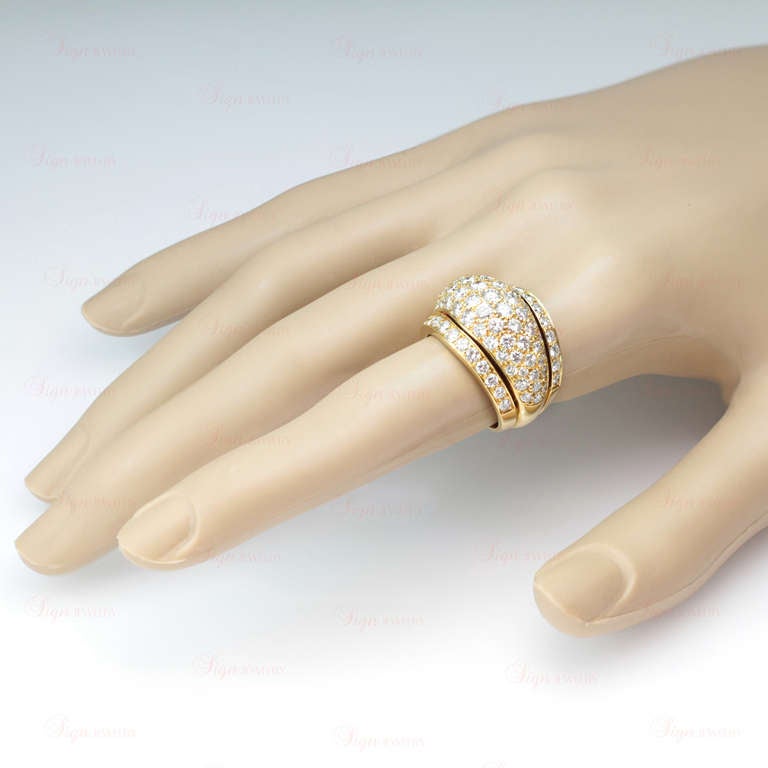 CARTIER Diamond Yellow Gold Dome Band Ring 2