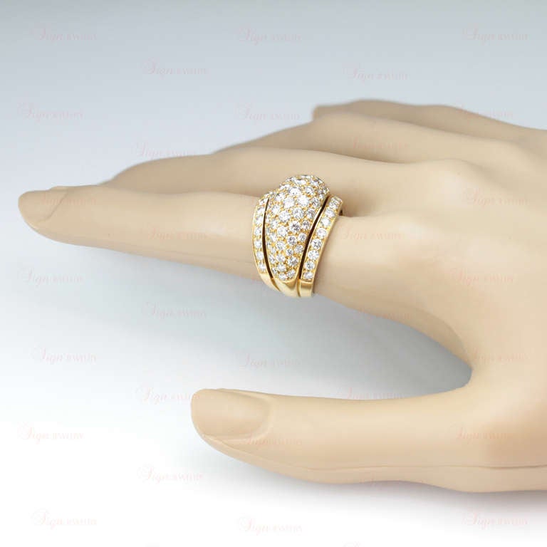 CARTIER Diamond Yellow Gold Dome Band Ring 4