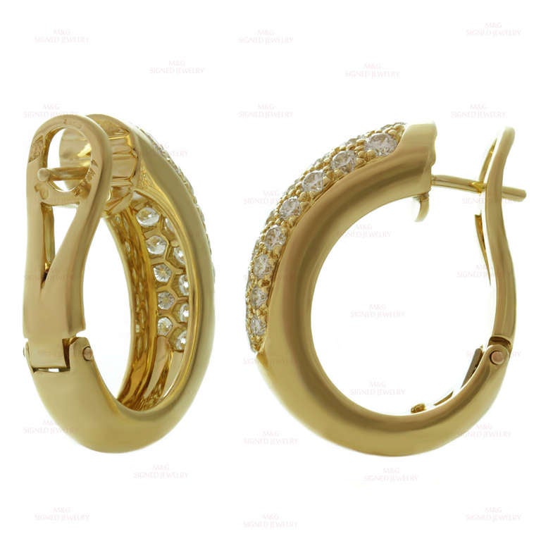 CARTIER Pave Diamond Yellow Gold Earrings & Ring Jewelry Set, Box Papers 4