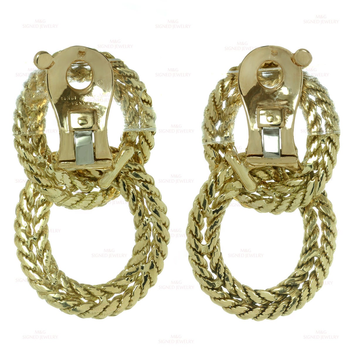 1950s Tiffany & Co. Gold Braided Door-Knocker Ear Clips 1