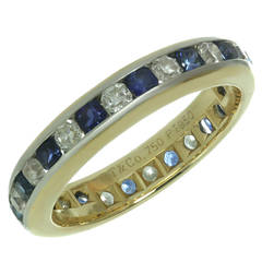 Tiffany & Co. Lucida Diamond Sapphire Platinum Yellow Gold Ring