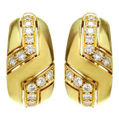 CARTIER Diamond Yellow Gold Lever-Back Earrings
