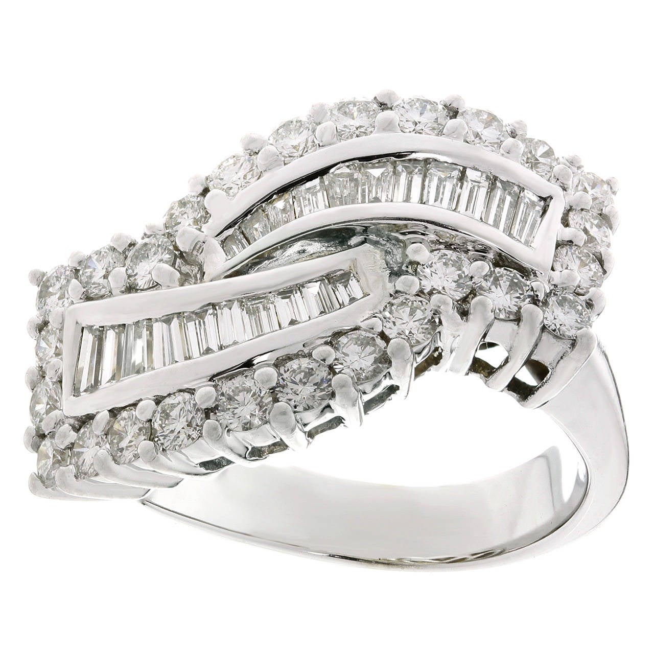 1990s Diamond White Gold Ring